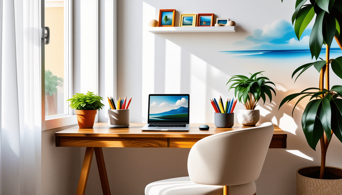 découvrez comment aménager un coin bureau inspiré de l’été, pour travailler dans une ambiance chaleureuse et stimulante. conseils déco et astuces pour recréer l’esprit des vacances chez vous !