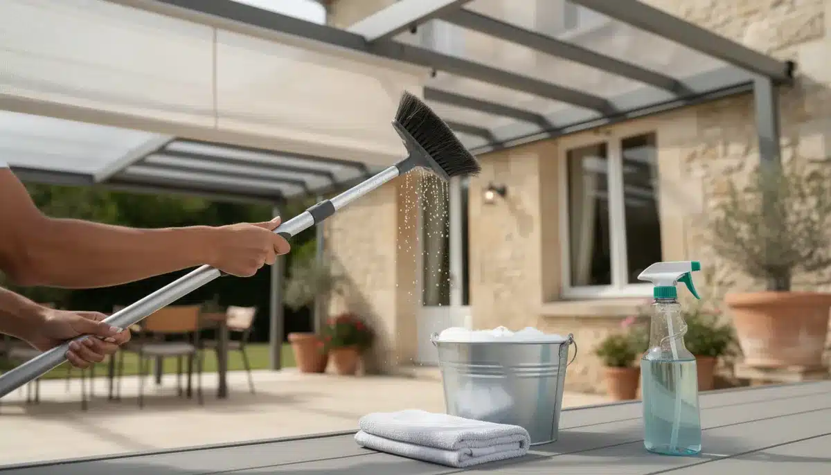 Comment nettoyer une pergola : lames, toit, toile, polycarbonate