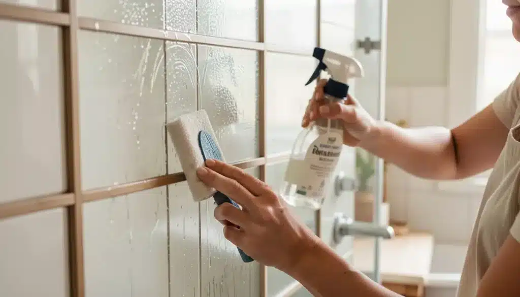 Nettoyer une vitre de douche au vinaigre blanc