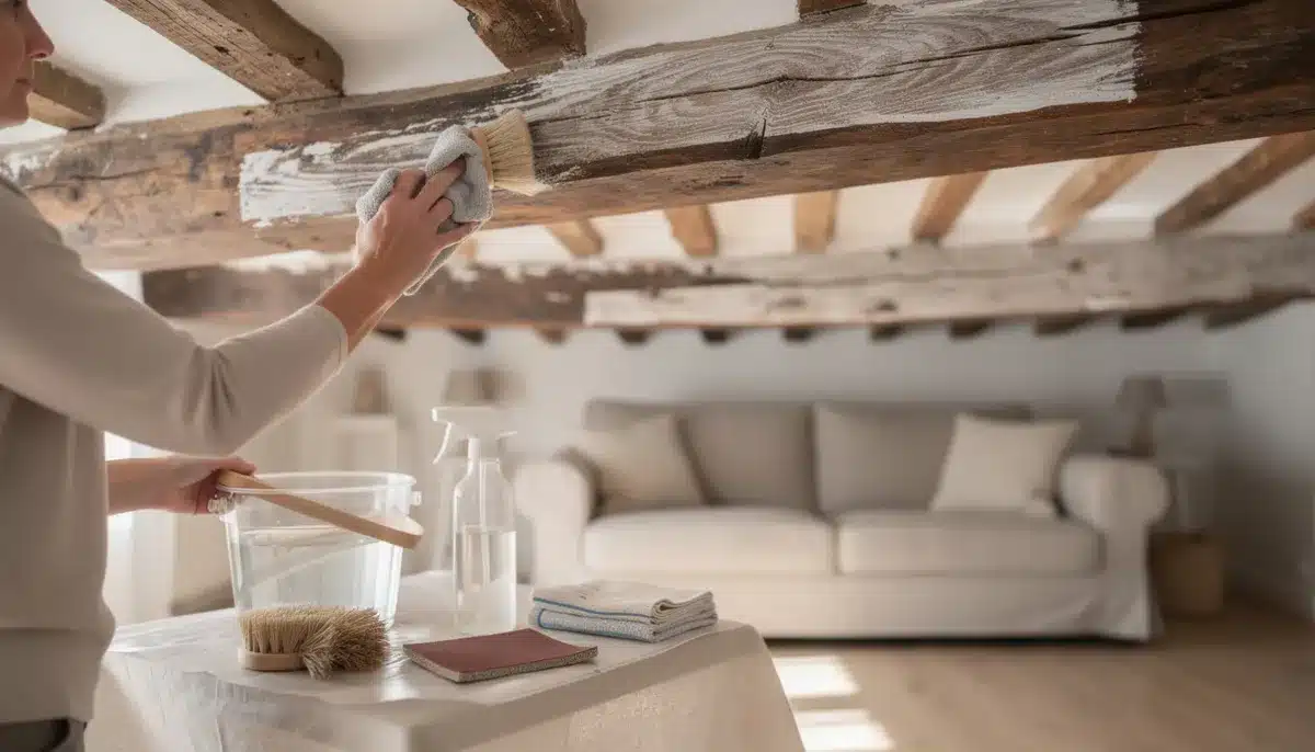 Nettoyer des poutres en bois : anciennes, noircies ou peintes