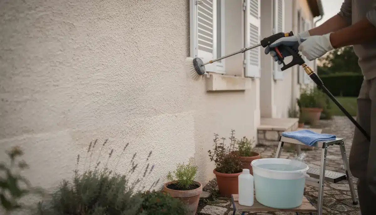 Nettoyer un enduit gratté sans abîmer la façade