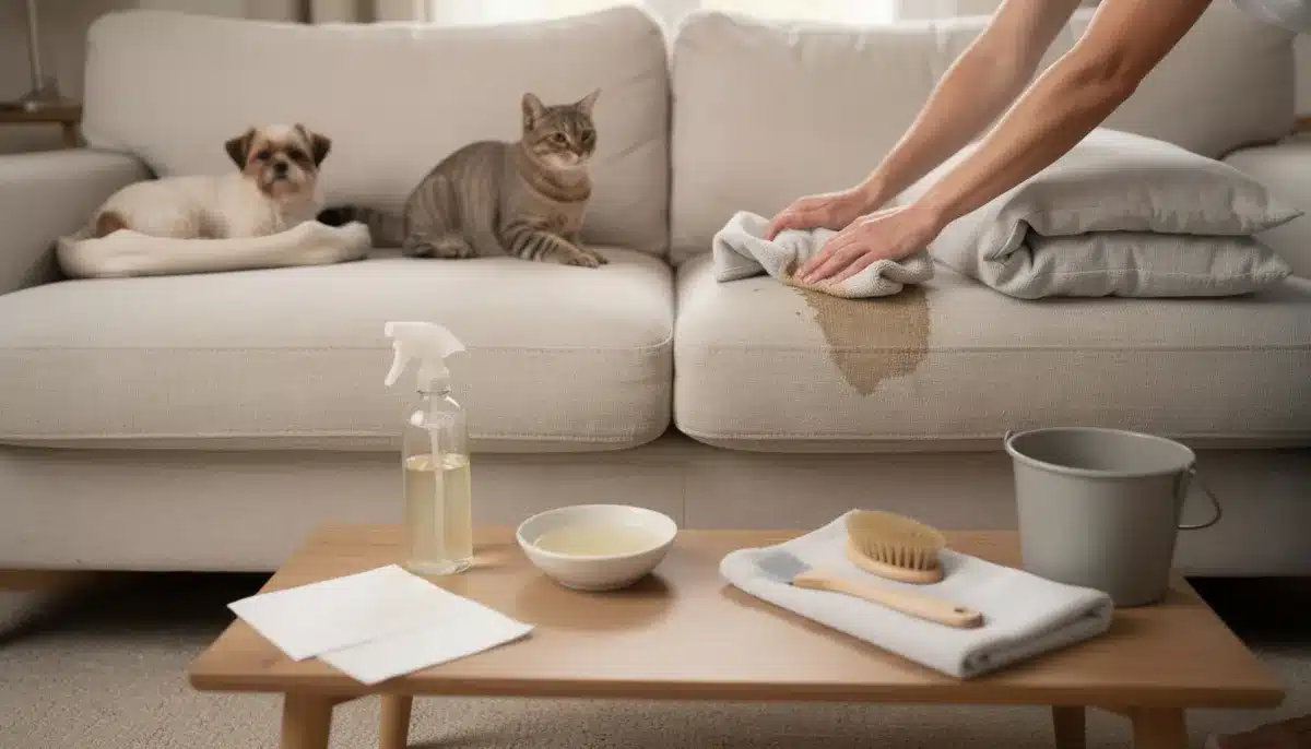 Nettoyer pipi de chat sur tissu : taches et odeurs, chat et chien